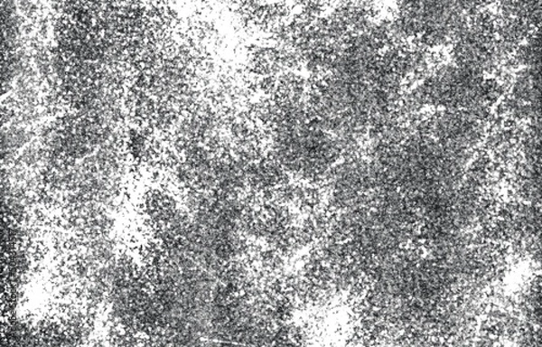 Fototapeta Grunge black and white pattern. Monochrome particles abstract texture. Background of cracks, scuffs, chips, stains, ink spots, lines. Dark design background surface.

