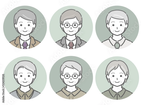 Fototapeta 高齢男性の丸アイコンセット