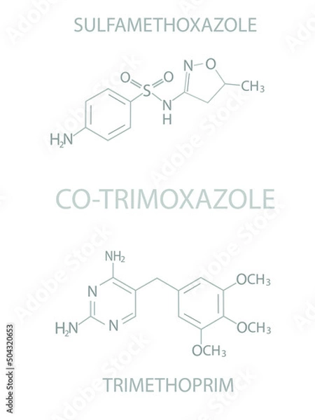 Fototapeta Co-trimoxazole molecular skeletal chemical formula.	