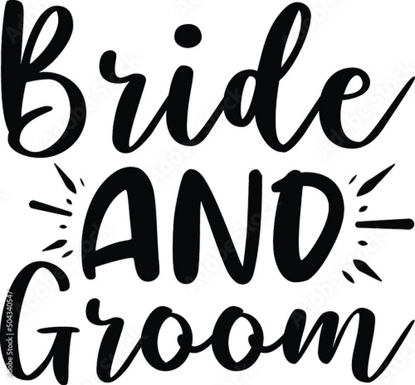 Fototapeta Bride and groom vector arts design