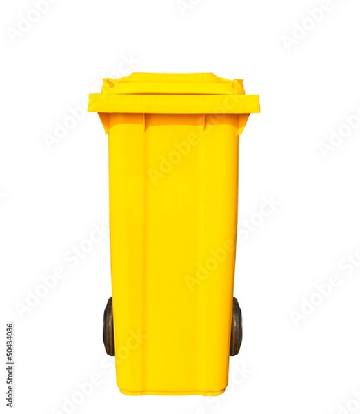 Fototapeta Yellow garbage bin