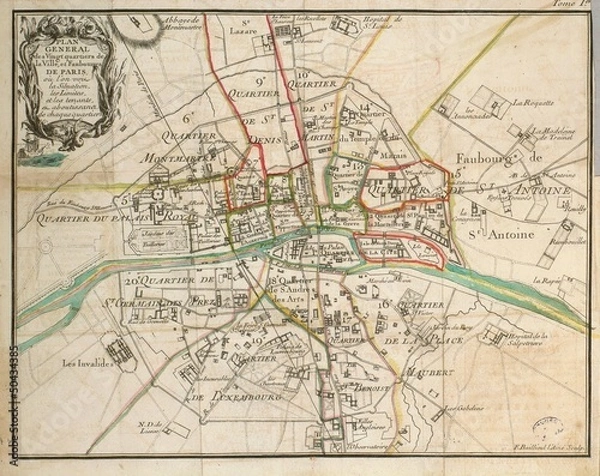 Obraz Paris vintage map