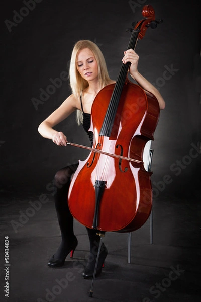 Obraz Beautiful young woman playing cello