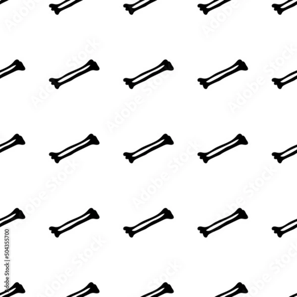 Fototapeta Black skeletons in various poses pattern. Halloween design. Perfect for fall, holidays, fabric, textile. Seamless repeat swatch.