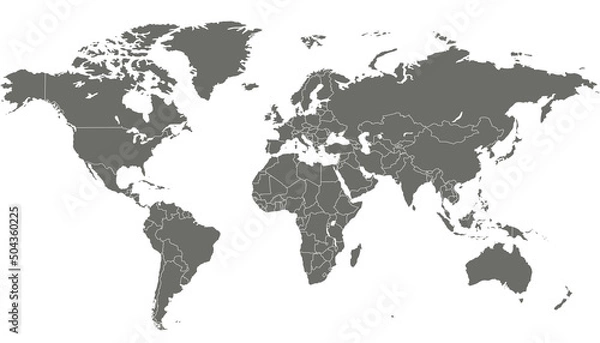 Fototapeta World map. Color vector modern. Silhouette map.	