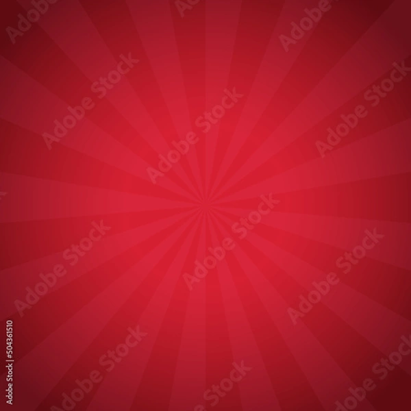 Obraz Red background with red sun rays. Abstract summer sun shine. Flat vector illustration