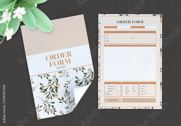 Fototapeta Minimal Watercolor Order Form