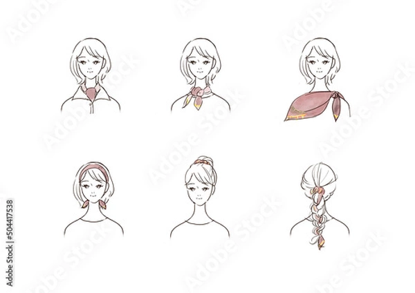 Obraz スカーフの巻き方イラスト