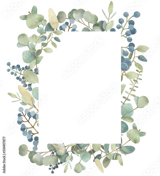 Fototapeta Watercolor wreaths and frames.