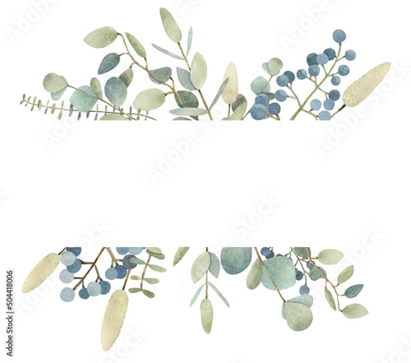 Fototapeta Watercolor wreaths and frames.