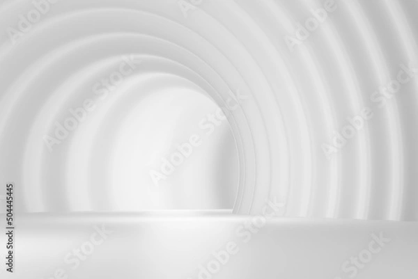 Fototapeta Architectural abstract background of arched walls. The concept of a futuristic building with rounded walls for a real estate agency, developer, architectural bureau. 3d rendering
