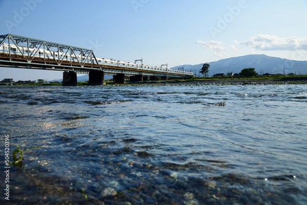 Obraz 鉄橋を渡る電車