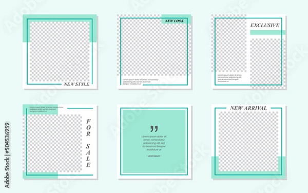 Fototapeta Slides Editable Minimalist Social Media Green Turquoise Feeds Template. For personal & business. Simple, elegant & modern. Promotional web banner. Vector Illustration