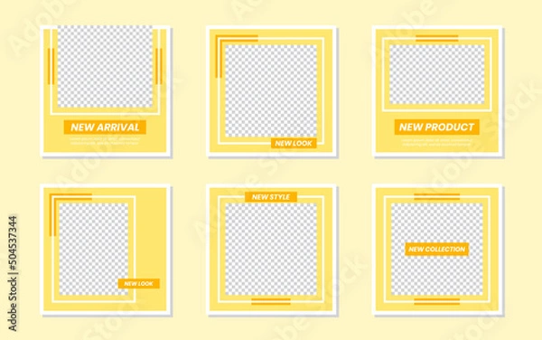 Obraz Slides Editable Modern Yellow Social Media Feeds Template. For personal & business. Simple, elegant & minimalist. Promotional web banner. Vector Illustration