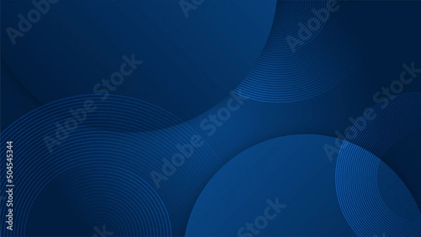 Fototapeta Simple minimal 3d dark blue abstract business presentation background with light stripes and overlap layers. Abstract gemoetric pattern luxury dark blue background