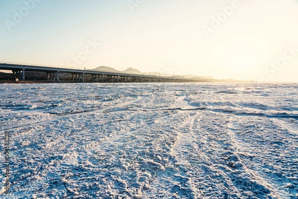 Obraz snow field at sunset