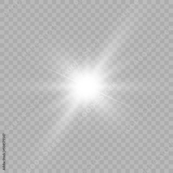 Obraz Light effect white glowing light. Solar flare. Glow effect. Starburst with shimmering sparkles.