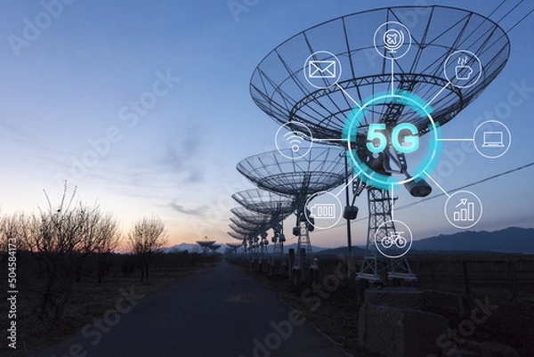 Obraz We are exploring the radio telescope in the universe, the concept of science and technology