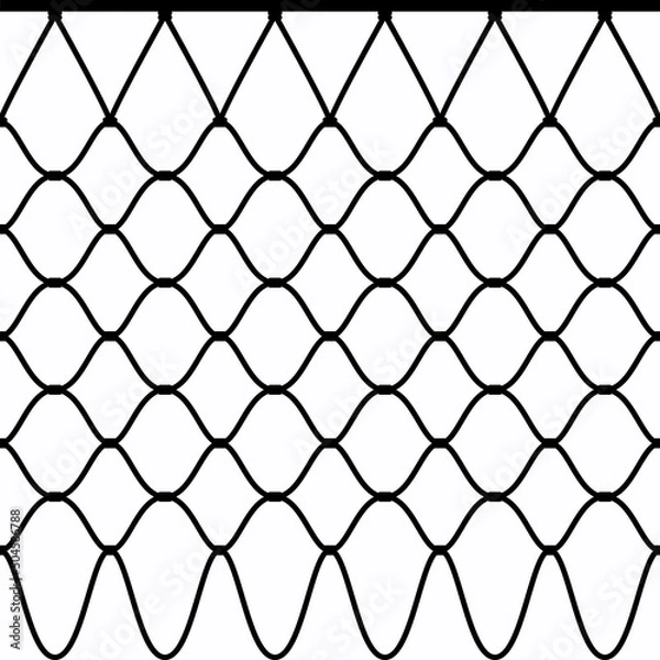 Fototapeta Basketball hoop ring outline net seamless pattern. Grid web links with garters. Abstract vector illustration. Metal chain texture