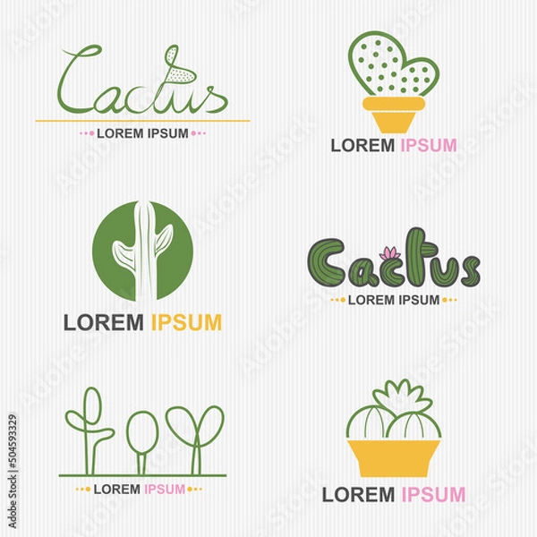 Obraz Cactus Plant And Tree Logo Set - Vector