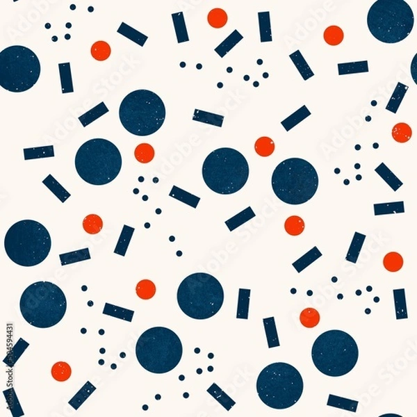 Obraz Scattered navy and red dots and lines abstract pattern