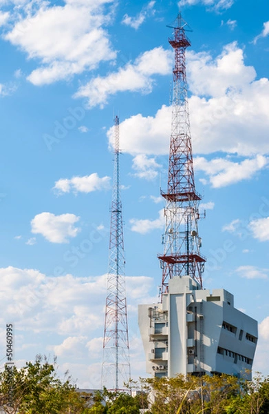 Obraz Telecommunication Antenna Tower on Building
