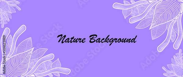 Obraz Leaf pattern. Leaf pattern. Used for background. purple background wallpaper with white stripes The middle zone is for placing text.