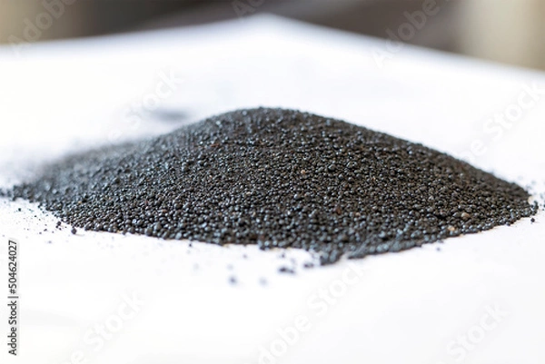 Fototapeta Close up view of the iron oxide for sand blasting or abrasive blasting. Iron oxides are chemical compounds composed of iron and oxygen. They are used as iron ores, pigments, catalysts.