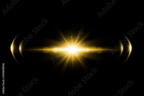 Obraz Realistic lens flare lights effect on black background	
