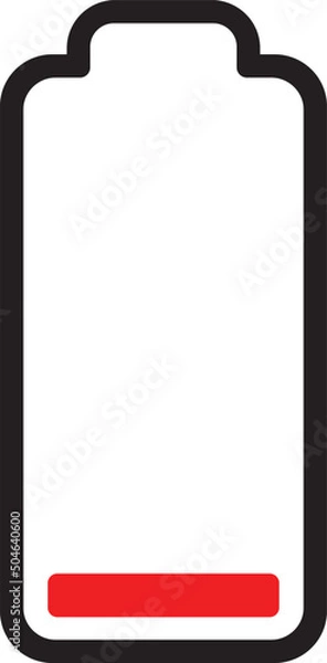 Fototapeta low battery vector flat icon, no charge, recharge point, rechargeable battery icon, outline 