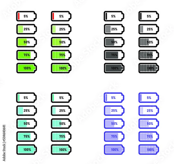 Fototapeta Battery charging point, charge indicator. Level Battery Energy powerfully full.
