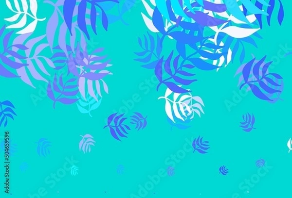 Fototapeta Light Blue, Green vector abstract backdrop with leaves.