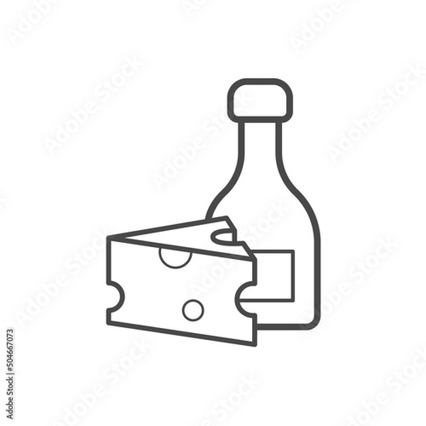 Fototapeta Vector linear icon with cheese sauce