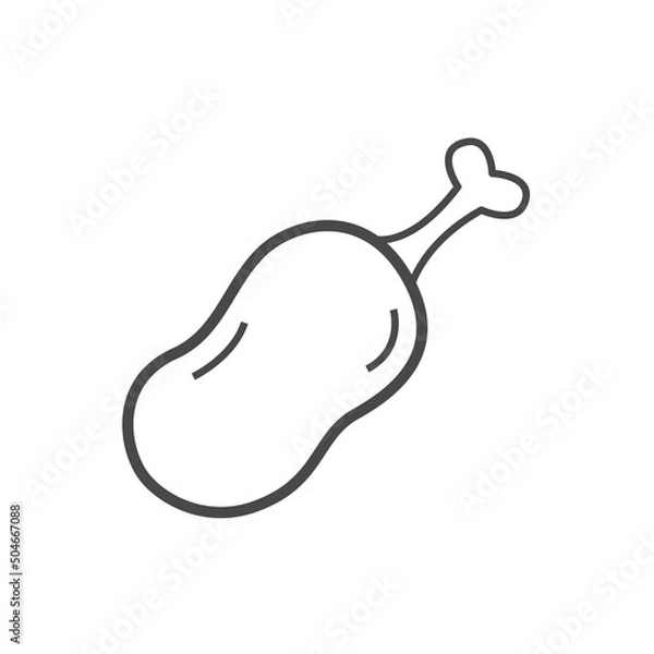 Fototapeta Vector linear icon with chicken