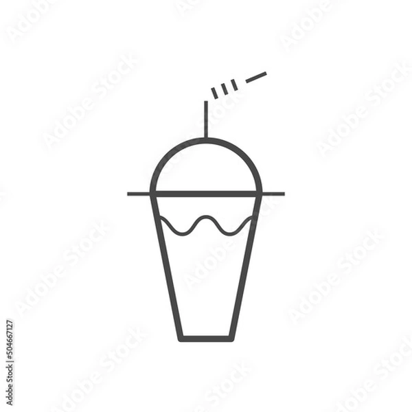 Fototapeta Vector linear icon with cocktail