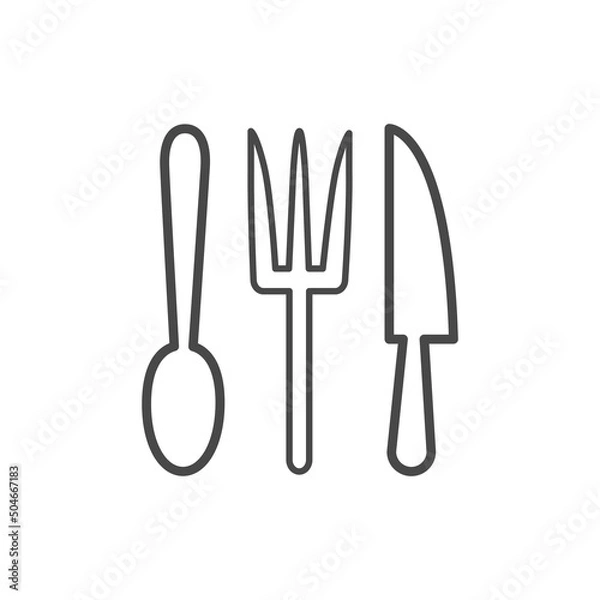 Fototapeta Vector linear icon with kitchen appliances