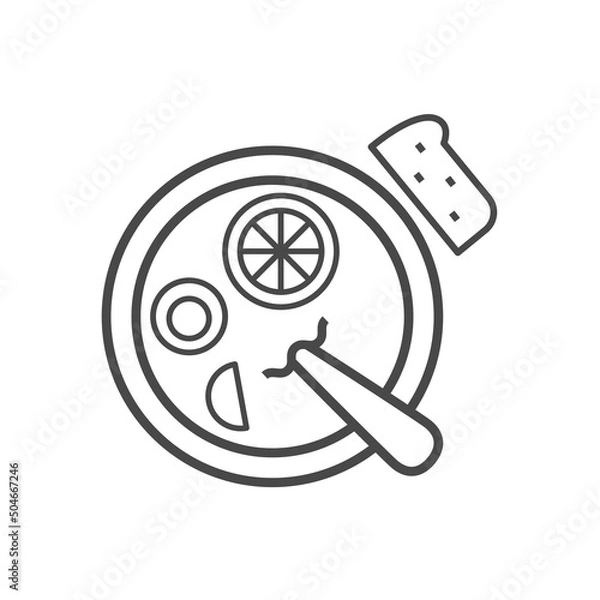 Fototapeta Vector linear icon with soup