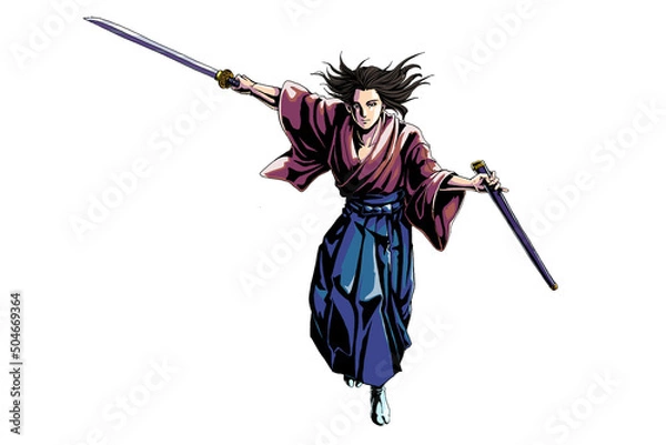 Obraz 侍 Japanese Samurai Character　on white background