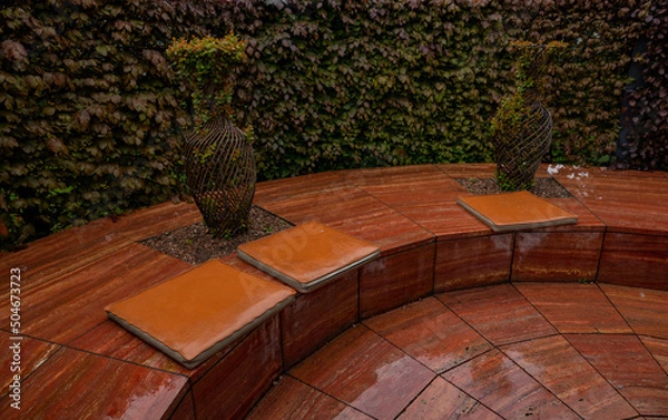 Fototapeta table and chairs in the park