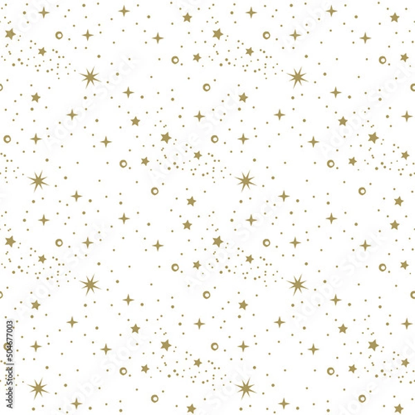 Obraz Gold star seamless pattern on white background