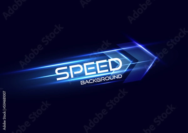 Obraz Abstract modern speed light arrow effect on black background vector illustration.