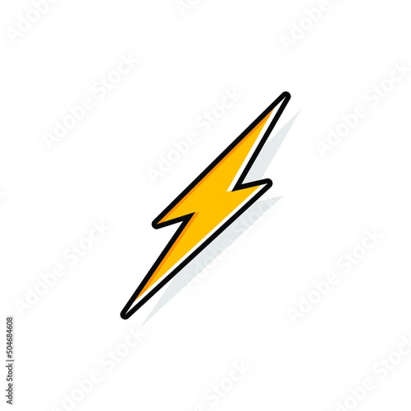 Fototapeta Thunder and bolt lighting flash icon. Flat style on white background. Vector illustration isolated. EPS 10.