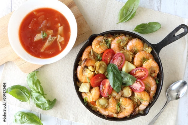 Obraz 美味しそうなシーフードパエリア（スペインの伝統料理）