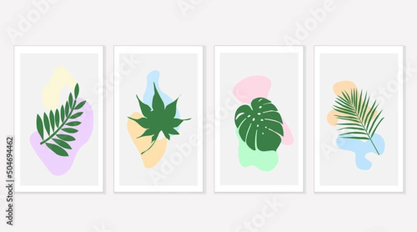 Obraz Natural art vector set Natural shape, attached to the wall Beautiful leaf pattern
