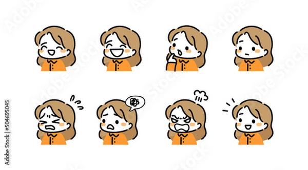 Obraz 女性　女　表情　バリエーション