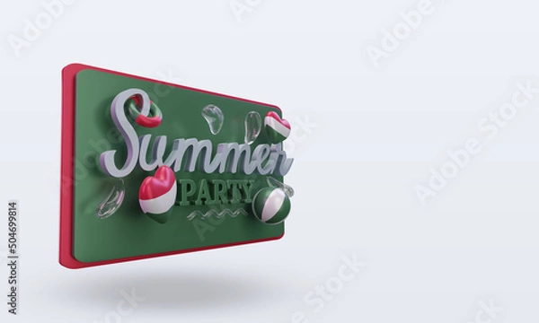 Fototapeta 3d Summer party day love Hungary flag rendering left view
