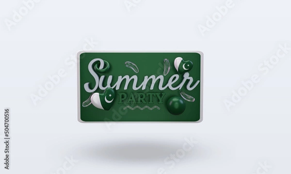 Fototapeta 3d Summer party day love Pakistan flag rendering front view