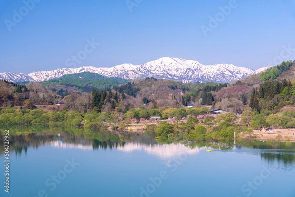 Obraz 白川湖と飯豊連峰