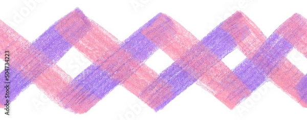 Obraz ピンクと紫のクロス模様の横長の帯のシームレス背景模様