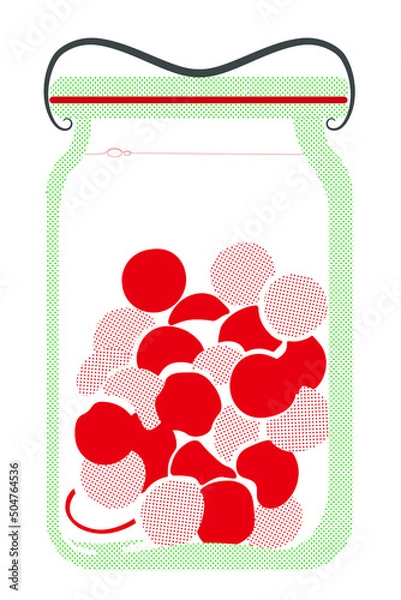 Obraz Glass jar with cherry compote and cherries inside